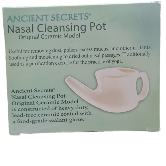 Ancient Secrets White Ceramic Nasal Cleansing Neti Pot - Picture 5 of 11